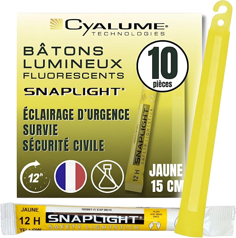 Cyalume SnapLight Yellow Glow Sticks 6 Inch 12 Hr Industrial Pack 10