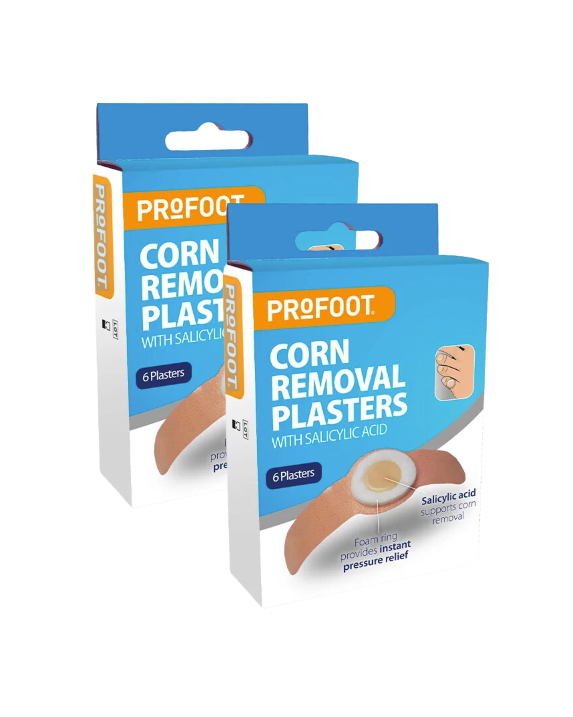 Profoot Corn Removal Plasters - 6 Adhesive Plasters Containing Salicylic Acid - Effectively Removes Corns and Calluses - Pain Relief, 12 Count