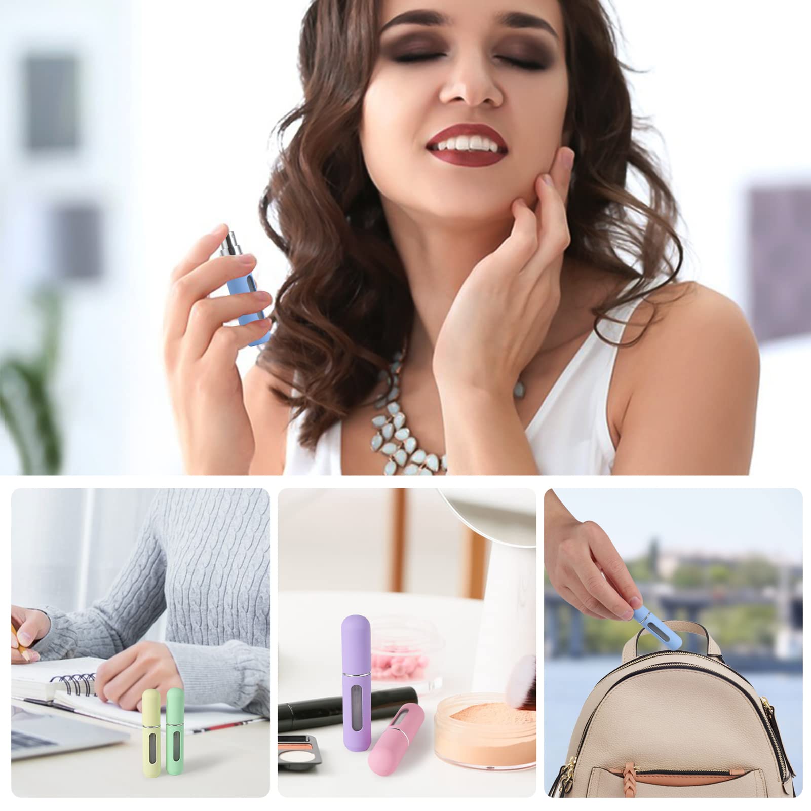 YOCASII 5pcs Refillable Perfume Bottle, Upgraded Atomizer Sprayer, Mini Cologne Travel Bottle Refillable, Pocket Perfume Dispenser Fill from Bottom, Portable Perfume Refillable Bottle for Travel