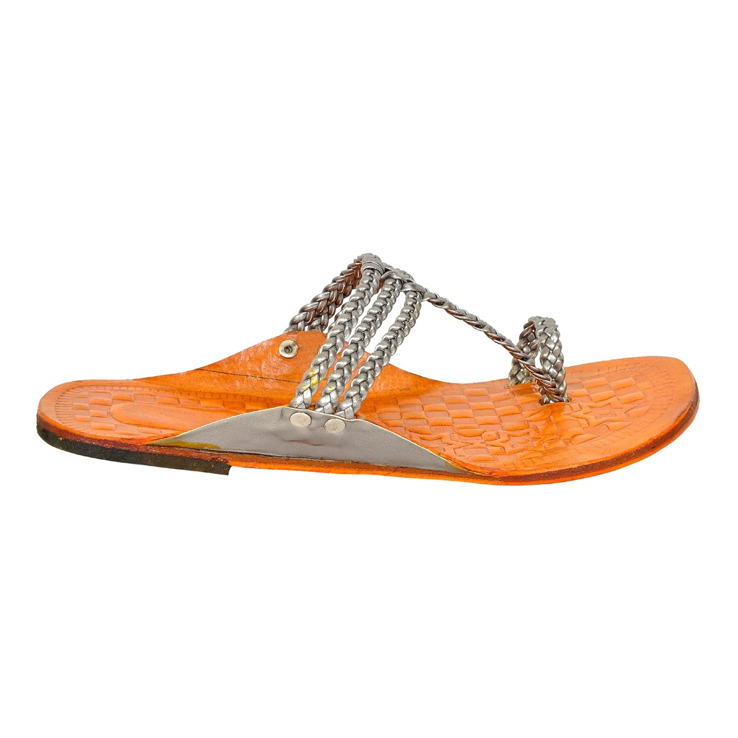 altek stylish women leather kolhapuri chaapls (1368_dullsilver)