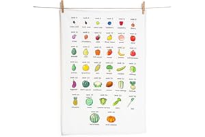 IFEOLO Baby Size Tea Towel - Weekly Baby Growth Tracker In Fruit & Veg First Time Mom To Be Musthave Pregnancy Announcement Congratulation Pregnancy Gift For Expecting Parents Couple Countdown Maternity Gift