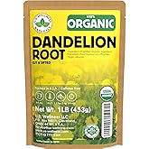Dandelion Root Tea 1LB (16Oz) | 100% Certified Organic | Loose Dandelion Root Tea (200+ Cups) Cut and Sifted| 100% Raw Albanian Harvest | by U.S. Wellness Naturals