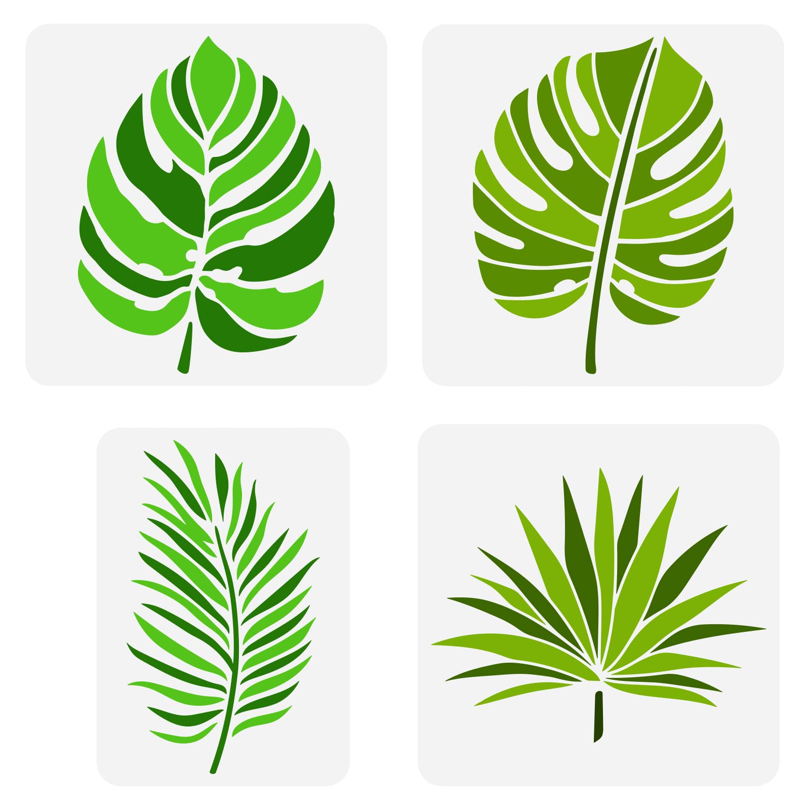 FINGERINSPIRE 4 Pcs Tropical Leaf Stencils 2 Sizes Fern Leaf Stencils Template Plastic Palm Leaves Pattern Painting Stencil Reusable Large Botanical Leaves Stencil for DIY Crafts Furniture Home Decor