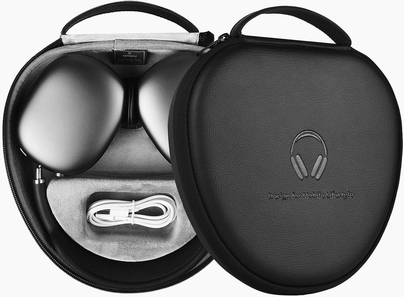 for Apple AirPods Max Case Accessory: WIWU AirPod Max Case with Sleep Mode | Airpod Max Accessories for Apple Headphones | Portable Ultra-Slim Travel Carrying Holder | Waterproof Shockproof | Black