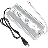 LightingWill LED Driver 100 Watts Waterproof IP67 Power Supply Transformer, 100-240V AC to 24V DC Low Voltage Output, Adapter with 3-Prong Plug 3.3 Feet Cable for Outdoor Use, Computer Project