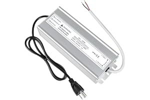 LightingWill LED Driver 100 Watts Waterproof IP67 Power Supply Transformer, 100-240V AC to 24V DC Low Voltage Output, Adapter with 3-Prong Plug 3.3 Feet Cable for Outdoor Use, Computer Project