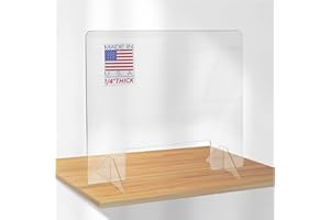 SPEEDYORDERS Protective Sneeze Guard, 1/4" Thick 32"W x 24"H with Opening Clear Acrylic Plexiglass Shield for Counters, Transaction Window for Employers & Customers, Barrier Against Sneezing