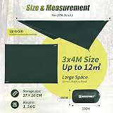 Bessport Camping Tent Tarp 3x4m Waterproof PU3000mm with Eyelets & Stakes view 4