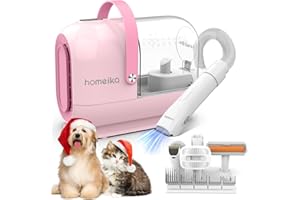 Homeika Dog Grooming Kit & Vacuum, 3L Pet Grooming Vacuum 99% Pet Hair Suction, 7 Pet Grooming Tools, 5 Combs, Quiet Pet Vacuum Groomer with Hair Roller, Massage Nozzle for Shedding Dogs, Cats,Pink