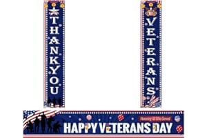 AUSHENKE Veteran Day Decorations Happy Veterans Day Banner Thank You Veterans Day Banner for Veterans Party Decorations Supplies, 3 PCS