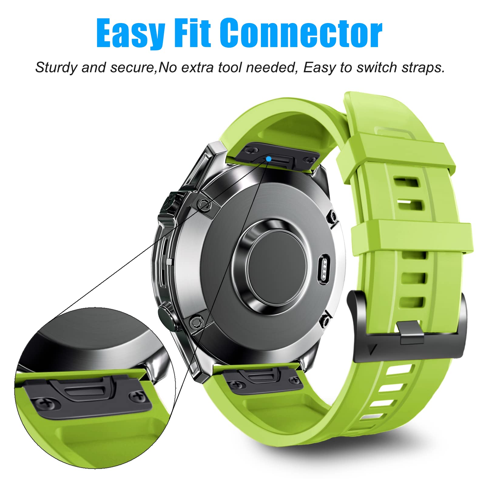 ZPJPPLX 22mm Quick-Fit Silicone Band Compatible with Garmin Fenix 8 AMOLED 47mm/7 Pro/7/6 Pro/6/5 Plus/5, Sport Replacement Straps For Fenix E/Forerunner 965/955/945/Approach S70 47mm/quatix 7 Pro