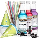 Hawaiian Shaved Ice Syrup 3 Pack with Accessories