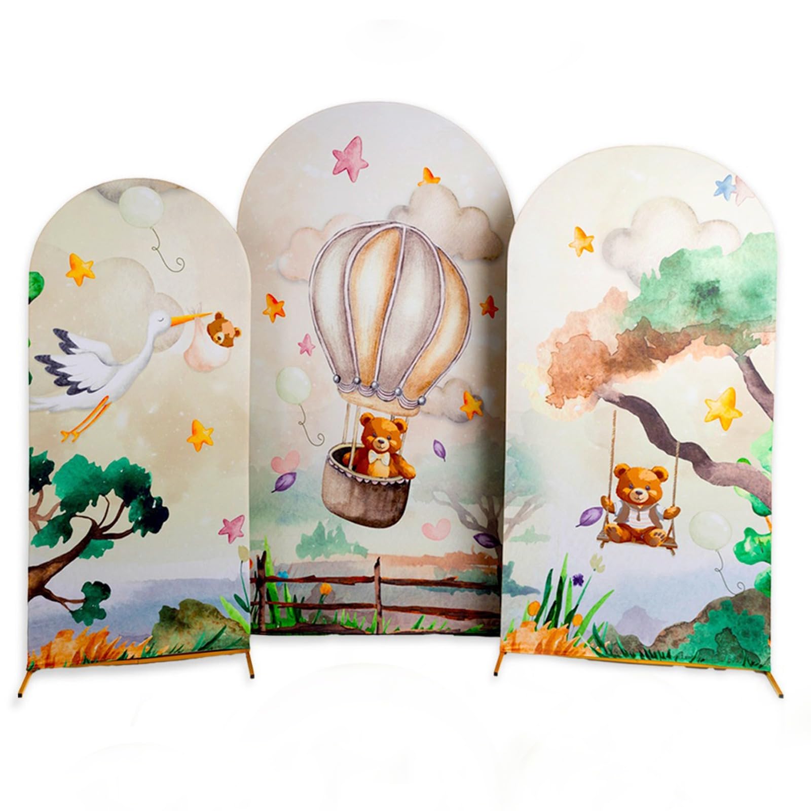Photo 1 of AmaLuza - Arch Backdrop Cover - Double - Sided Stretchy Spandex for 6ft, 6.6ft, and 7.2ft Stands - Bear - Themed Design, Perfect for Baby Showers, Birthdays, Weddings & Events