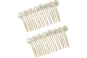 EUPHHONYCS 2Pcs Rhinestone Side Hair Combs Hair Combs for Women Accessories Gold Pearl Decorative Hair Comb Bridal Jewelry Clips Comb for Women Bridal Wedding Hairs Accessories