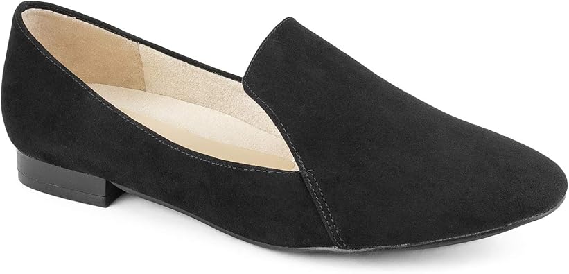 womens wide width black loafers