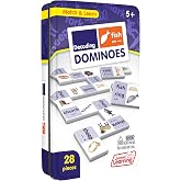 Junior Learning Decoding Dominoes - 28 Piece Language Arts Learning Toy | Educational melamine tiles in storage tin, 1.9 x 1 x 0.25 in, match photographic images to decoded words for ages 5+