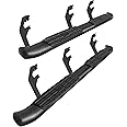 TAC Side Steps Fit 2015-2025 Chevy Colorado/GMC Canyon Crew Cab Pickup Truck 4.25" Oval Bend Texture Black Nerf Bars Running Boards (Texture Powder Coating Brackets)