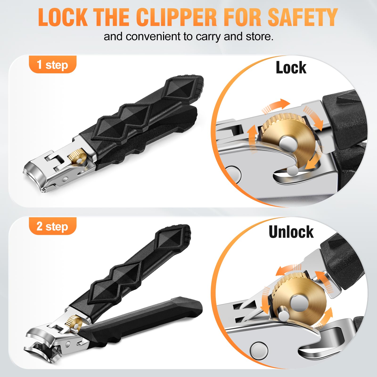 Nagelknipser für dicke Nägel Nagelschneider, Ultra Wide Jaw Opening Nagelknipser für Fingernagel und Fußnägel, Scharf Nagelknipser für Eingewachsene Zehennägel mit langem Griff, 4 Pcs 6