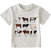 Ritatte Toddler Farm Shirt Baby Boy Girl Cow Graphic Short Sleeve T-Shirt Kids Funny Letter Cattle Animals Summer Tees Tops