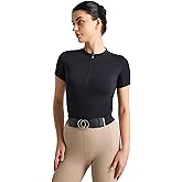 FitsT4 Sports Equestrian Shirts for Women Short Sleeve Horse Riding Shirts Quick Dry UPF50+ Riding Top Quarter Zip