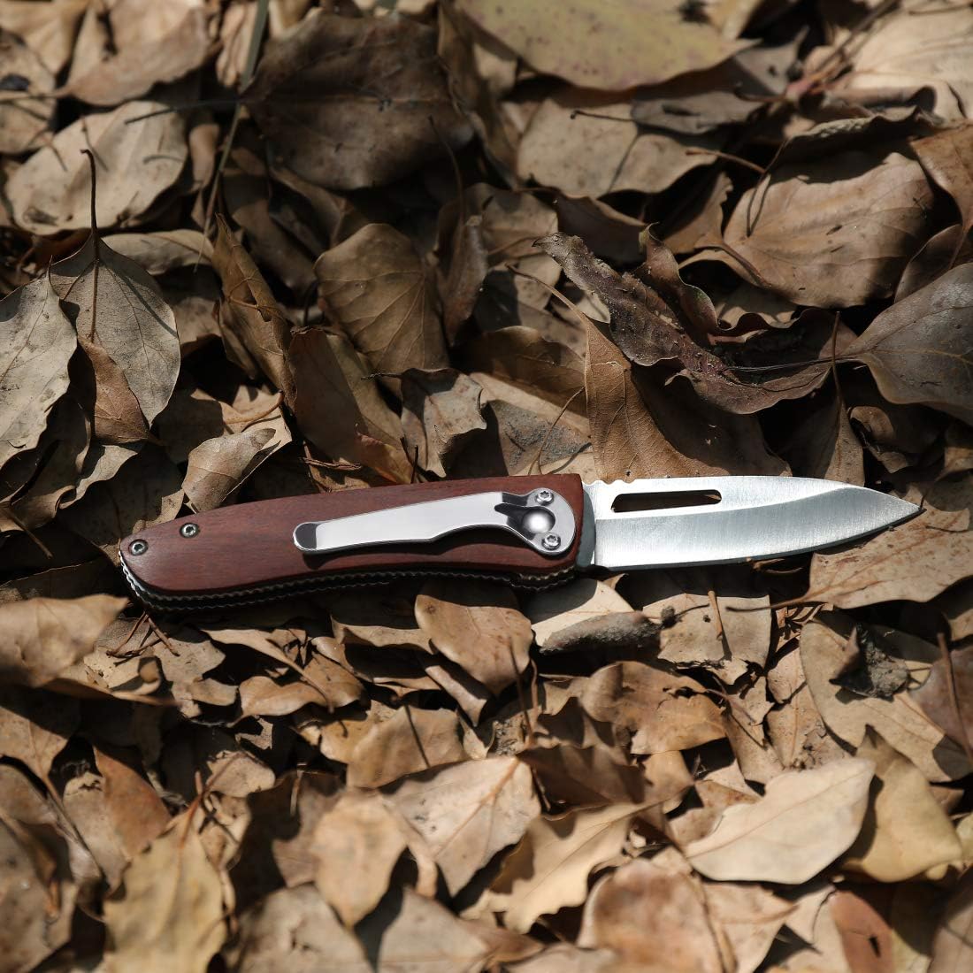 Amazon Co Jp Mossy Oak 折りたたみナイフ フォールディングナイフ 木製ハンドル ライナーロック付き アウトドア キャンプ 登山 釣り コレクション プレゼント ホーム キッチン
