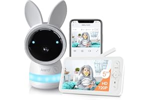 ARENTI Video Baby Monitor, Audio Monitor with 2K Ultra HD WiFi Camera,5" Color Display,Night Vision,Lullabies,Cry Detection,Motion Detection,Temp & Humidity Sensor,Two Way Talk,App Control