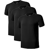 COLORFULLEAF Men's Undershirts Bamboo Rayon Short Sleeve Crewneck/V-Neck Tees Slim-fit T-Shirts 3 or 5 Pack