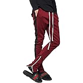 Mens Track Pants Two Tone (Small, 1vw19_Burgundy/Black)