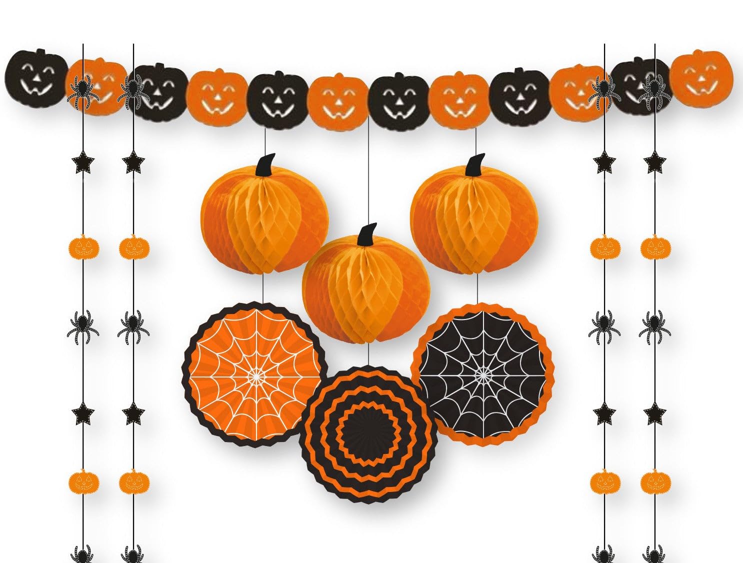 Amscan 9912212 - Halloween Black and Orange Party Room Decorations Kit - 11 Pieces