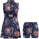 Hdjxbdhsv 70s Womens Golf Tennis Dress with Shorts Pockets Athletic Dresses | Breathablen Sweat-wicking, Functional Pockets, Separate Inner Shorts,Pickball Hiking Workout Active Athletic Dresses