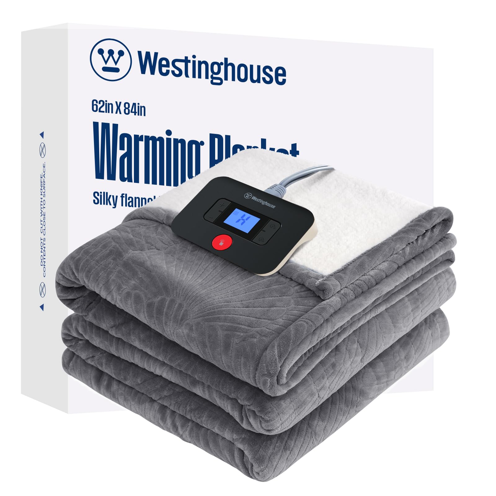 View 1 of ***MISSING POWER CORD***
Westinghouse Electric Blanket Twin, Flower Jacquard Heated Blanket Twin Size with 10 Heating Levels and 1-12 Hours Auto-Off, Flannel to Sherpa Reversible, Machine Washable (62x 84 inch, Light Grey)