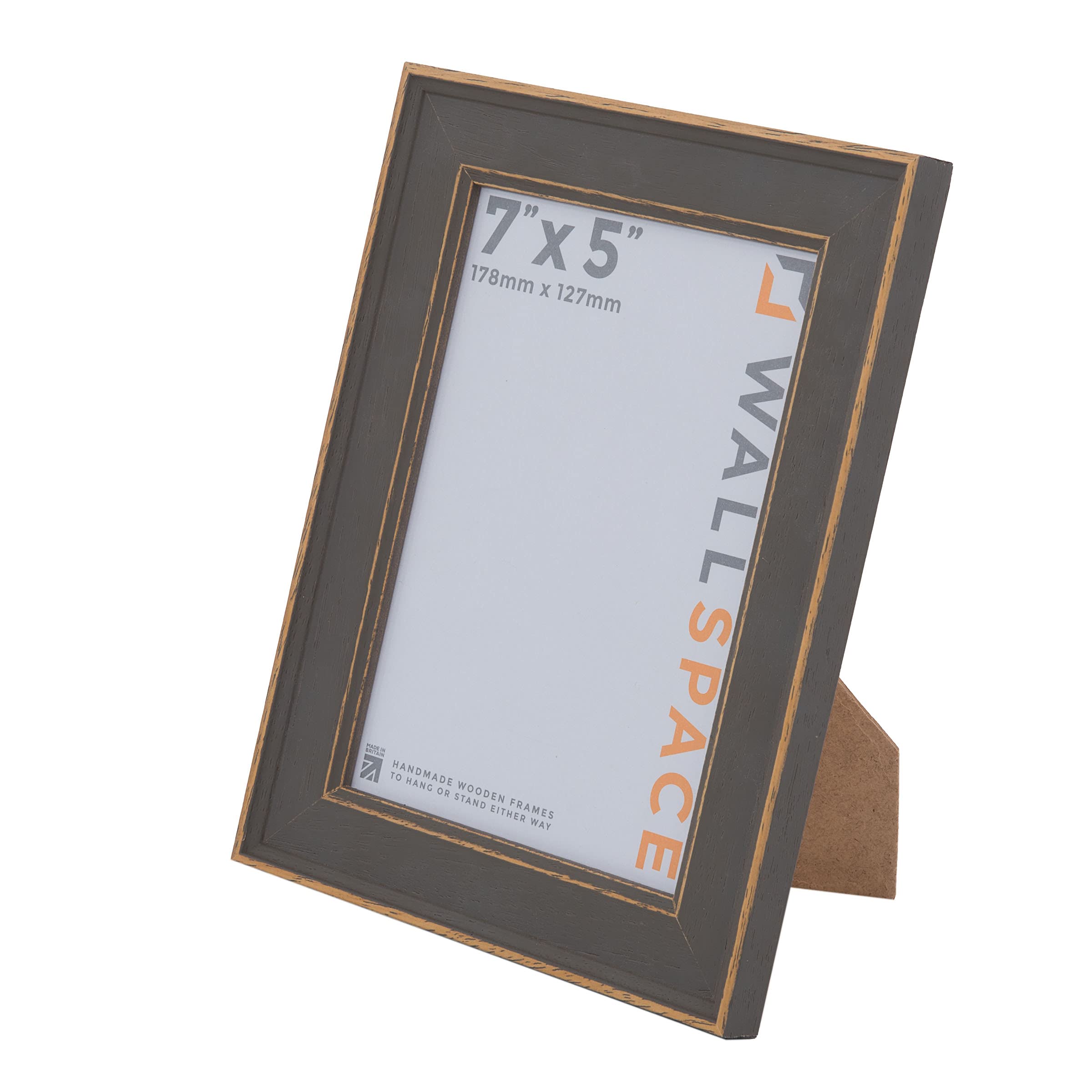 Wall Space Shabby Chic 7x5 Grey Picture Frame | Grey 5x7 Photo Frame | 7 x 5 inch | 178x127mm | 17.8x12.7cm | Solid Wood Wooden with Real Glass | Handmade in UK — image 1