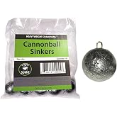 Catfish Sumo 4oz Round Cannonball Lead Sinker Weights with Metal Loop for Sinker Sliders (10-Pack)