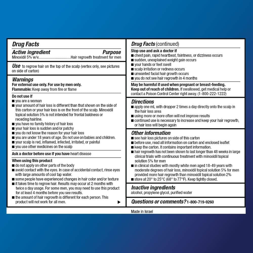  Basic Care Minoxidil Topical Solution USP, 5%, Hair Regrowth Treatment for Men, Extra Strength, 12 Fluid Ounces : Health & Personal Care