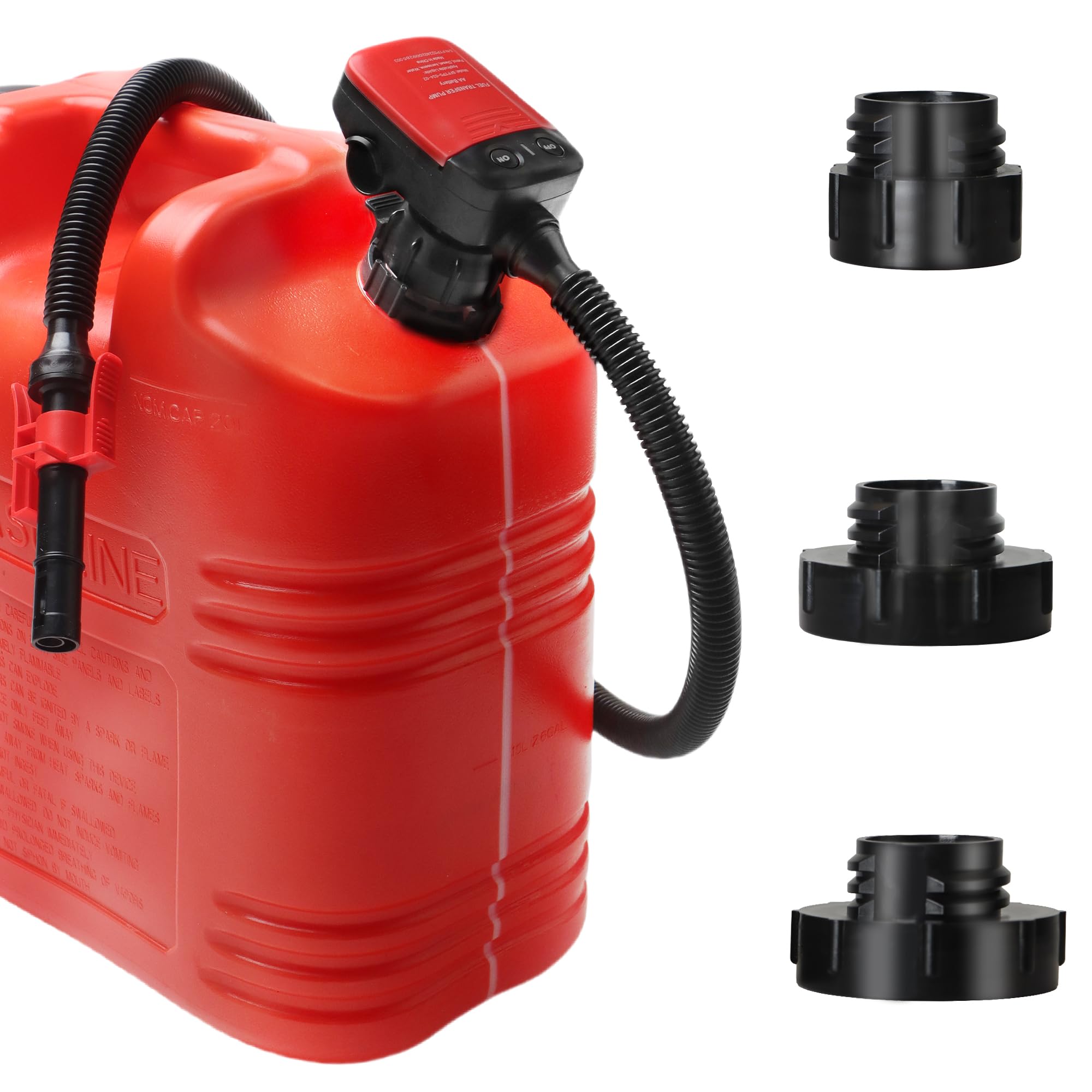 Photo 1 of FUELIO Gas Pump for Gas Can - Battery Powered Gas Can Pump: Automatict Shut-off Nozzle, 42 IN Long Hose, 3 Adapters for 4 Size Gasoline Tank