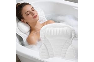 Meiguihai Bath Pillow for Bathtub,4D Bath Pillows for tub with 6 Powerful Suction Cups,Ergonomic Bath Pillow for Tub Neck and