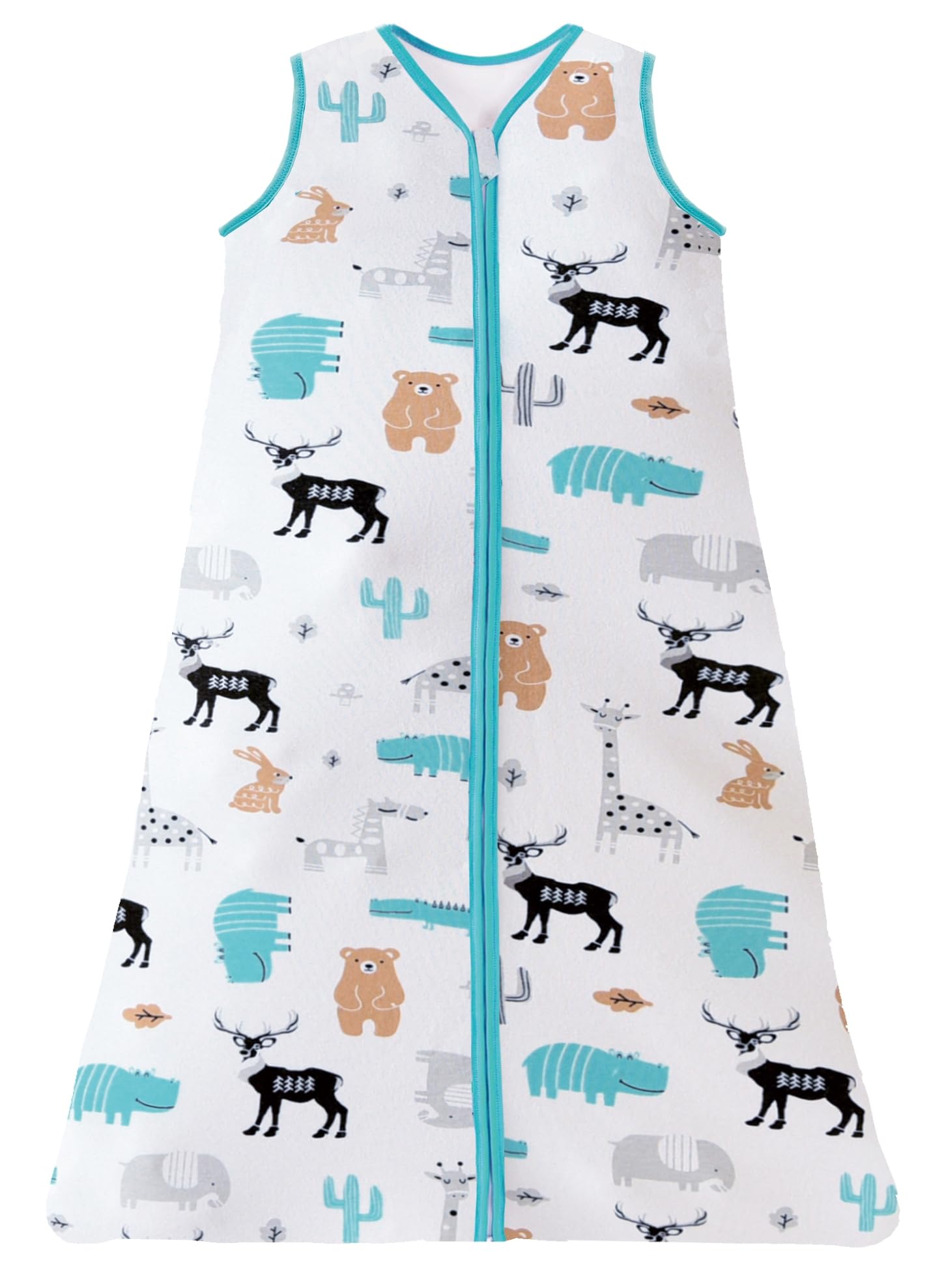 Chilsuessy Baby Sleeping Bag for Summer 100% Cotton 0.5 Tog, Infant Sleeping Bag Unisex Wearable Blanket Sleeping Sack for Toddler, Wildlife Zoo, 90cm/1-2 T