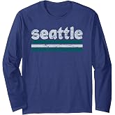 Seattle Washington Three Stripe Vintage Weathered Long Sleeve T-Shirt