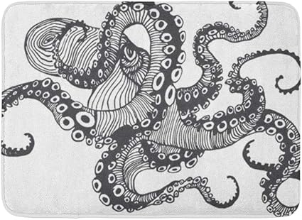 AoLismini Badvorleger Grau Matt Kraken Octopus Design Grauer