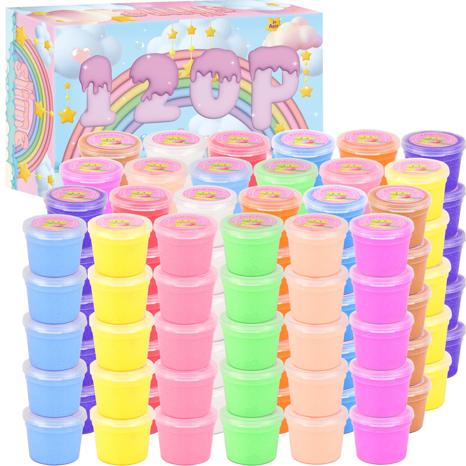 Photo 1 of 120 Pack Cloud Slime Kit, Mini Bulk Slimes for Kids, Soft and Non-Sticky, Rainbow Box, Slime Party Favors, Goodie Bag Stuffer,Classroom Exchange Prizes, Stress Relief Toys for Girls Boys