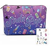 FAHMJMYBD Cosmetic Bag with Matching Temporary Tattoo Sheet – Cute Makeup Pouch for Travel, Gifts & Collectors – Purple Gradient Aesthetic