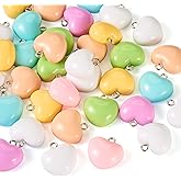 Cheriswelry Valentines Heart Charm 35Pcs Resin Charms for Jewelry Making Colorful Love Heart Hang Ornament 18x18mm for DIY Bracelet Necklace Earring Jewelry Making