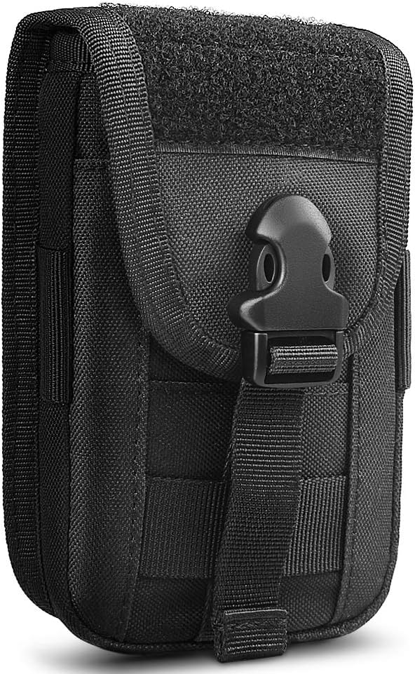 Tactical Phone Holster Pouch Molle Smartphone Bag Men Belt Waist Bag Utility Gadget Gear Tool Organizer Pocket Military EDC Carry Pack with Card Slots (S-Black (3.7"×1.3"×6.5"))