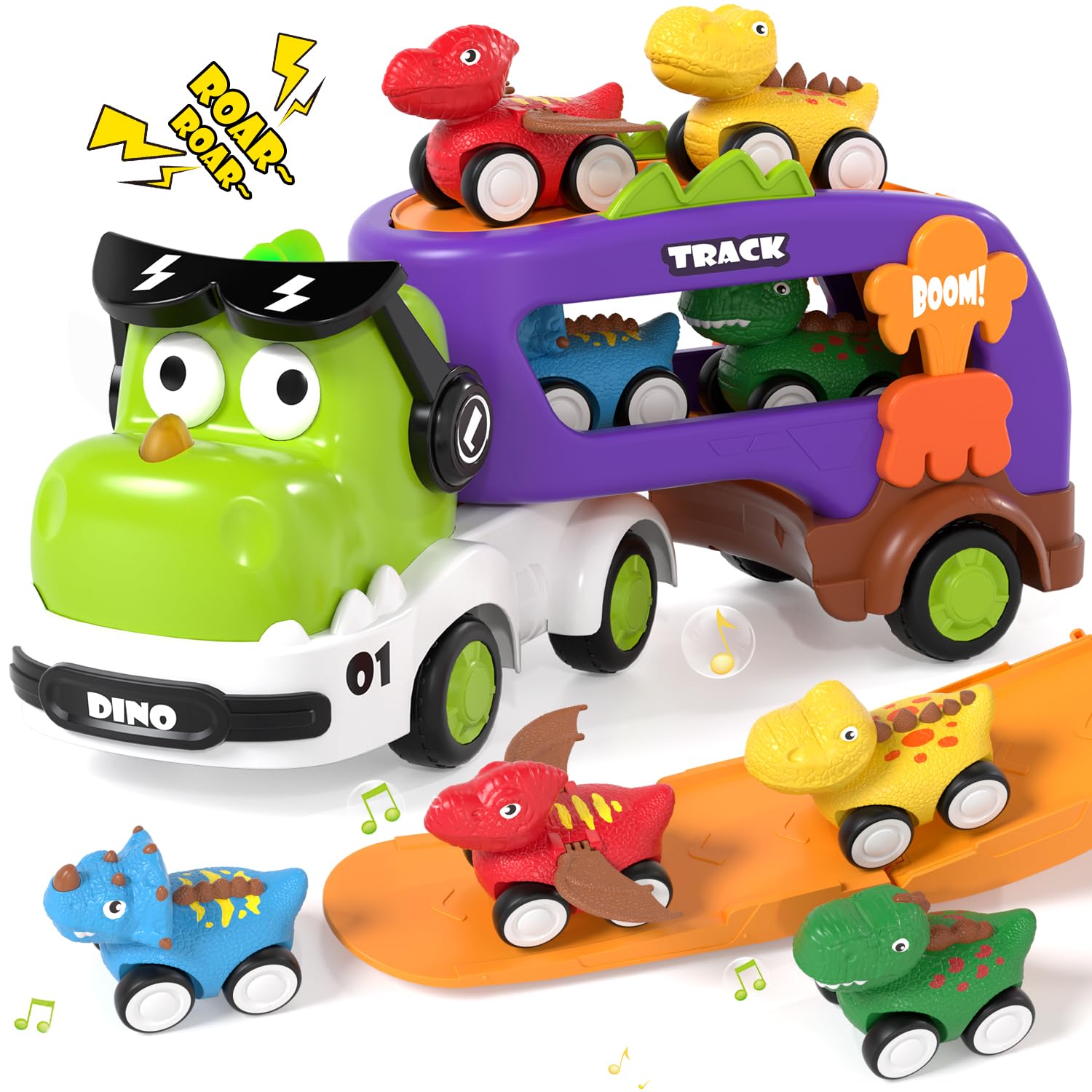 Lehoo Castle Toddler Toys for 2 Year Old Boy, Dinosaur Toys for Boys with LED Light, Dino Truck Kids Toy s, Monster Truck Pull Back Cars Birthday Gifts for Boys Girls — image 1