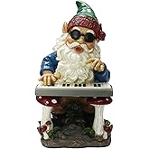 Nature's Mark Rock n Roll Gnome in a Band Palying Keyboard Resin Statue Figurine Home Garden Decorative Accent Décor (10" H)