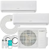 Albott 2 Zone Mini Split AC/Heating System, 12K+12K BTU 25 SEER2 | Ductless Inverter Heat Pump with 20,000 BTU Outdoor Unit, WiFi Control, Pre-Charged Condenser &amp; 16.4 Ft. Line Sets, 208-230V