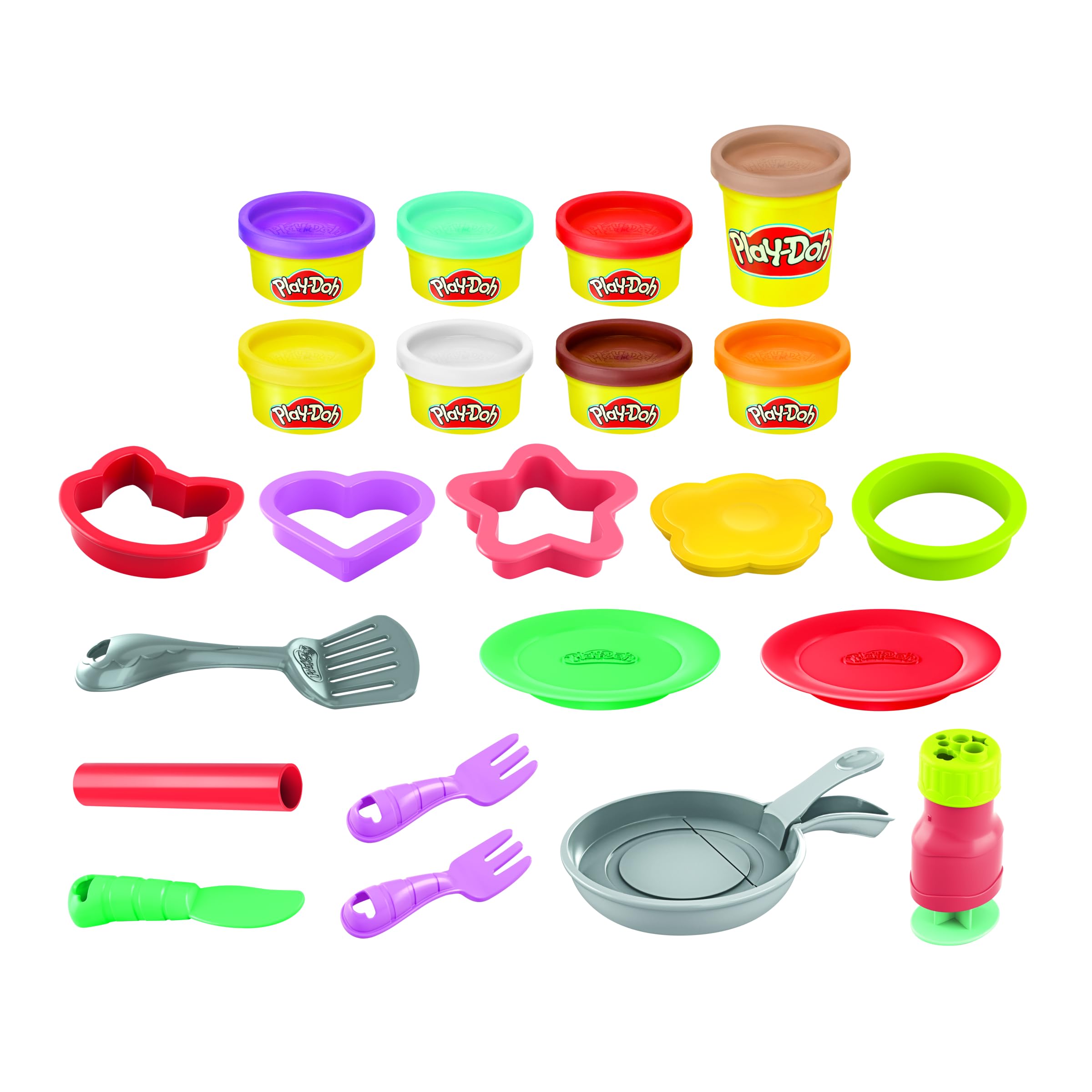Play-Doh Kitchen Creations Flip 'n Pancakes Playset 14-Piece Breakfast Toy for Kids 3 Years and Up with 8 Non-Toxic Modelling Compound Colours — image 1
