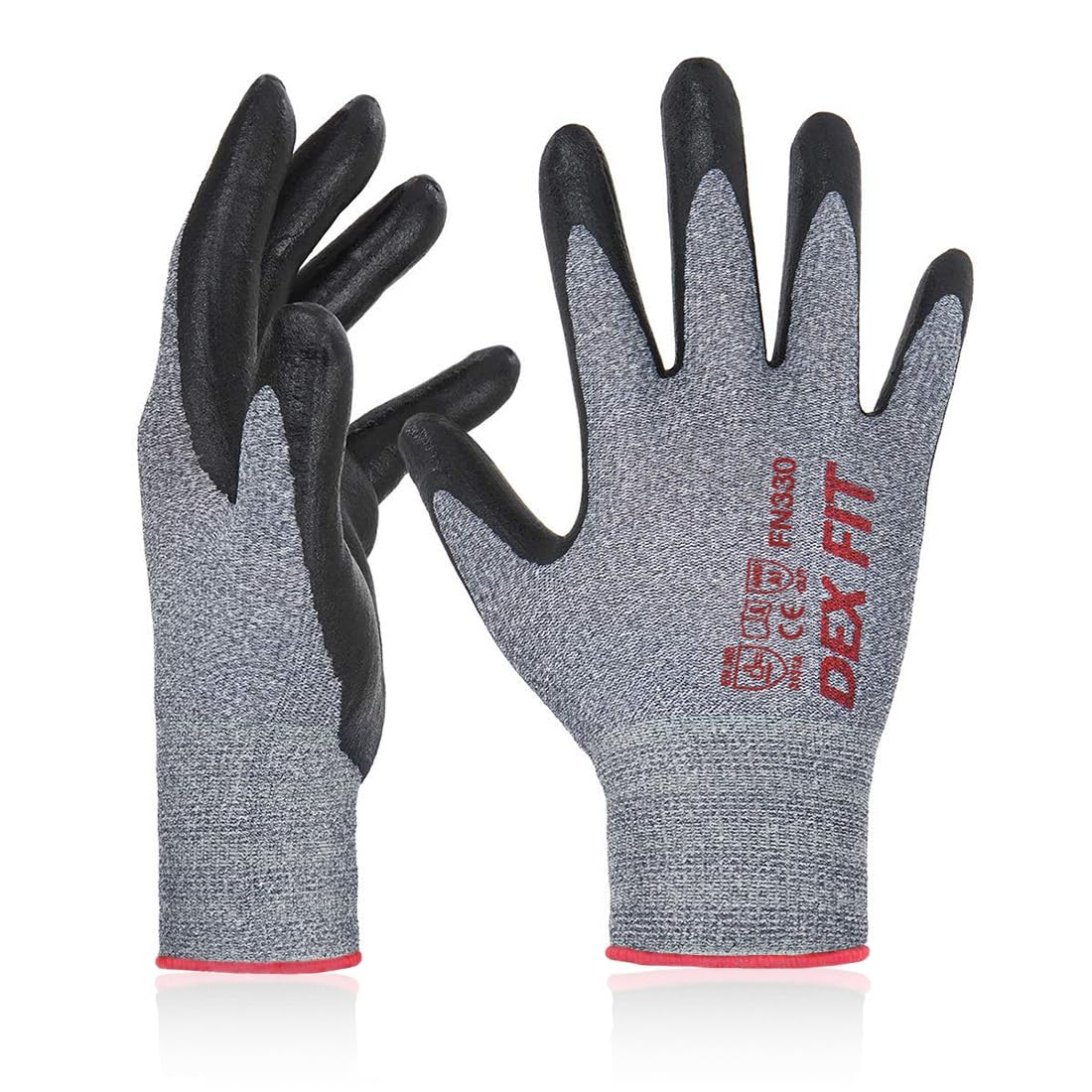 DEX FIT Nitrile Work Gloves FN330, 3D Comfort Stretch Fit, Firm Grip, Touchscreen, Thin & Lightweight, Breathable Foam Nitrile, Machine Washable; Grey 11 (XXL) 12 Pairs — image 1