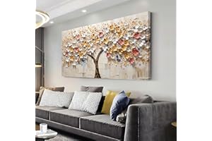 LASMOND Abstract Wall Art Teal Nature Tree of Life Canvas Painting Picture, Modern Large Panoramic Landscape Artwork Framed for Bedroom Living Room Bathroom Office Home Decor (30x60 Inches)