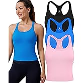 Evercute Women's 1/2/3 Pack Ribbed Workout Tank Tops with Built in Bra Racerback Seamless Crop Tank Tops Camisole Sport Tanks